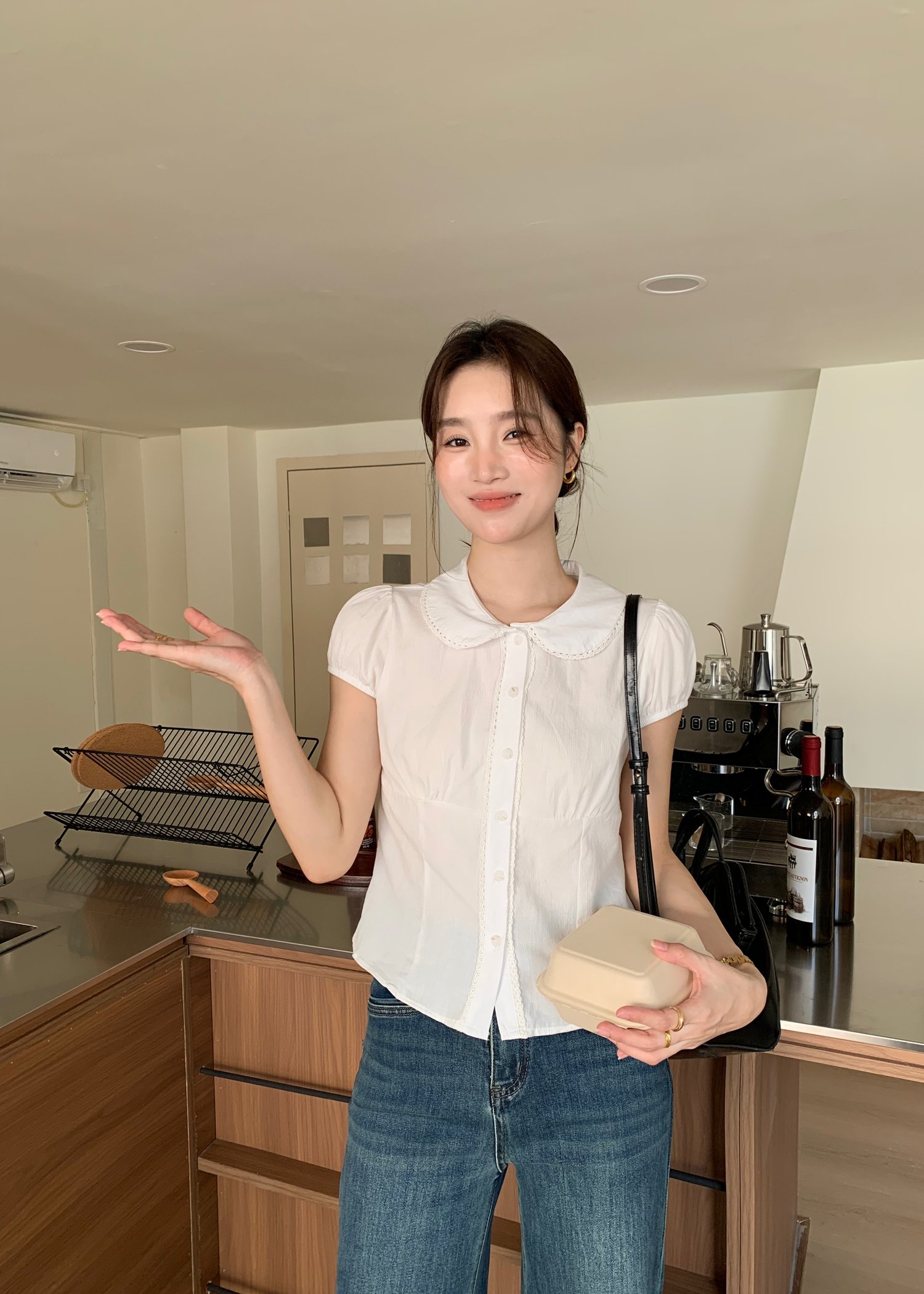 Melina Collar Blouse in White