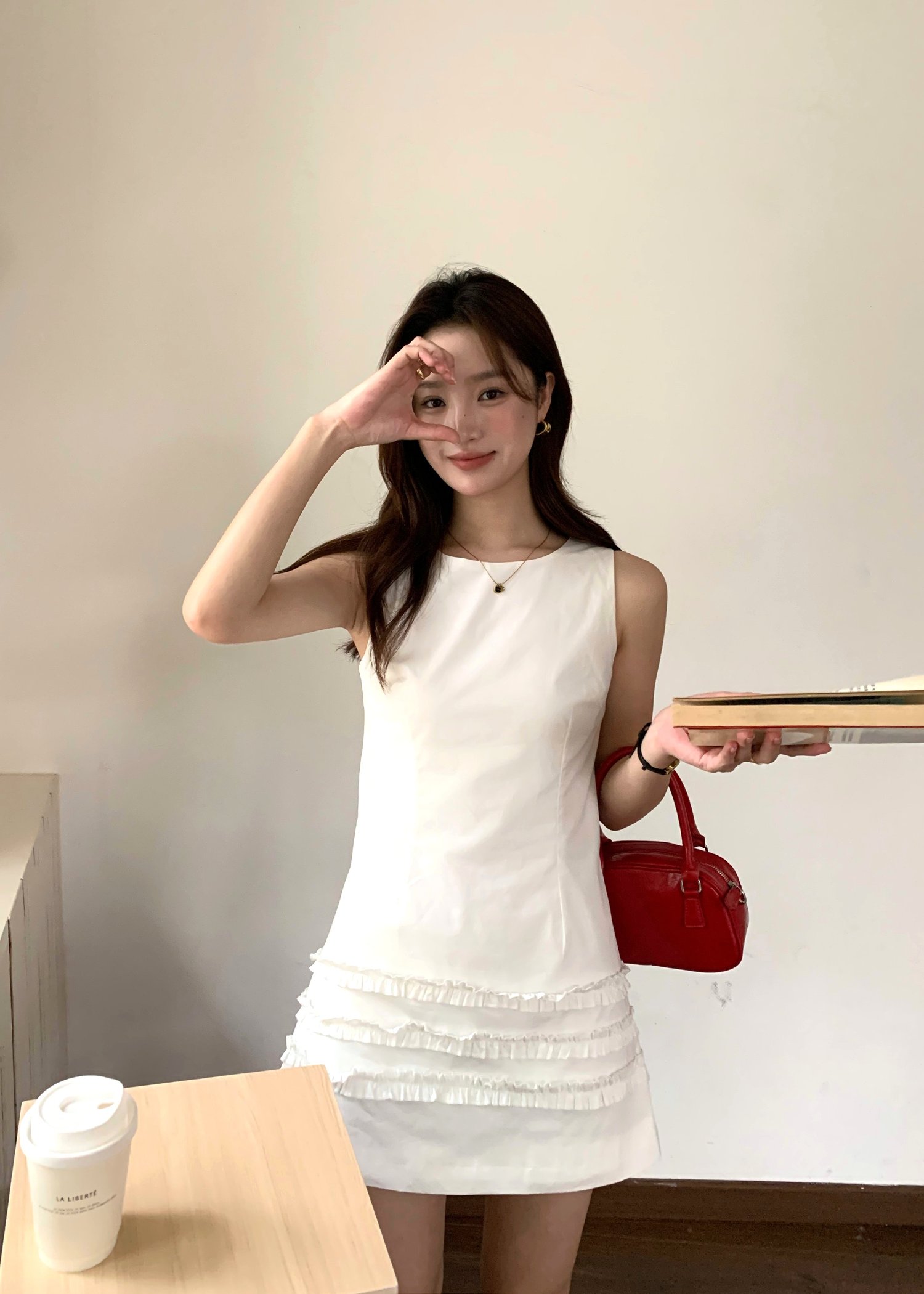 Anna Ruffles Mini Dress in Milk White