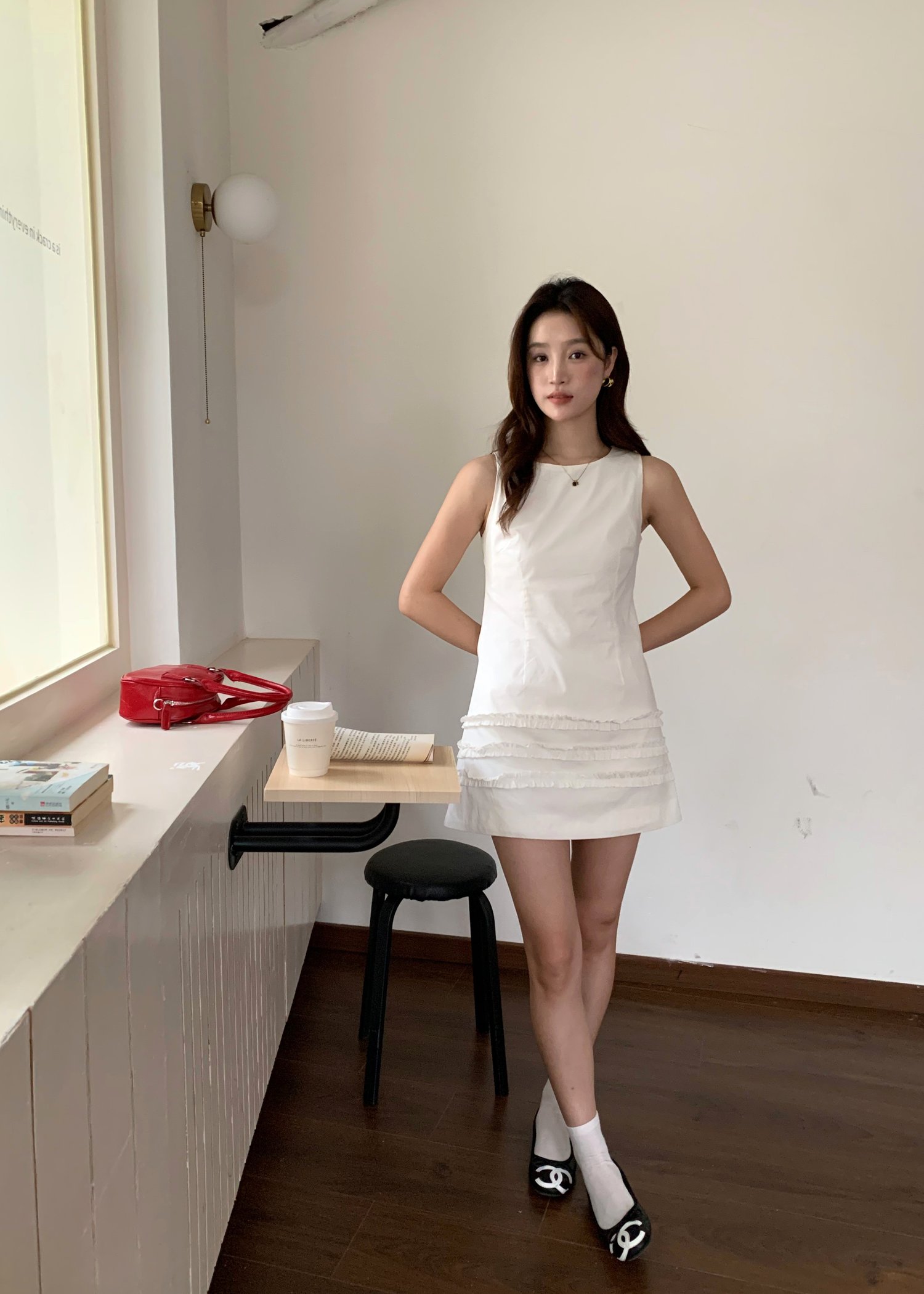 Anna Ruffles Mini Dress in Milk White