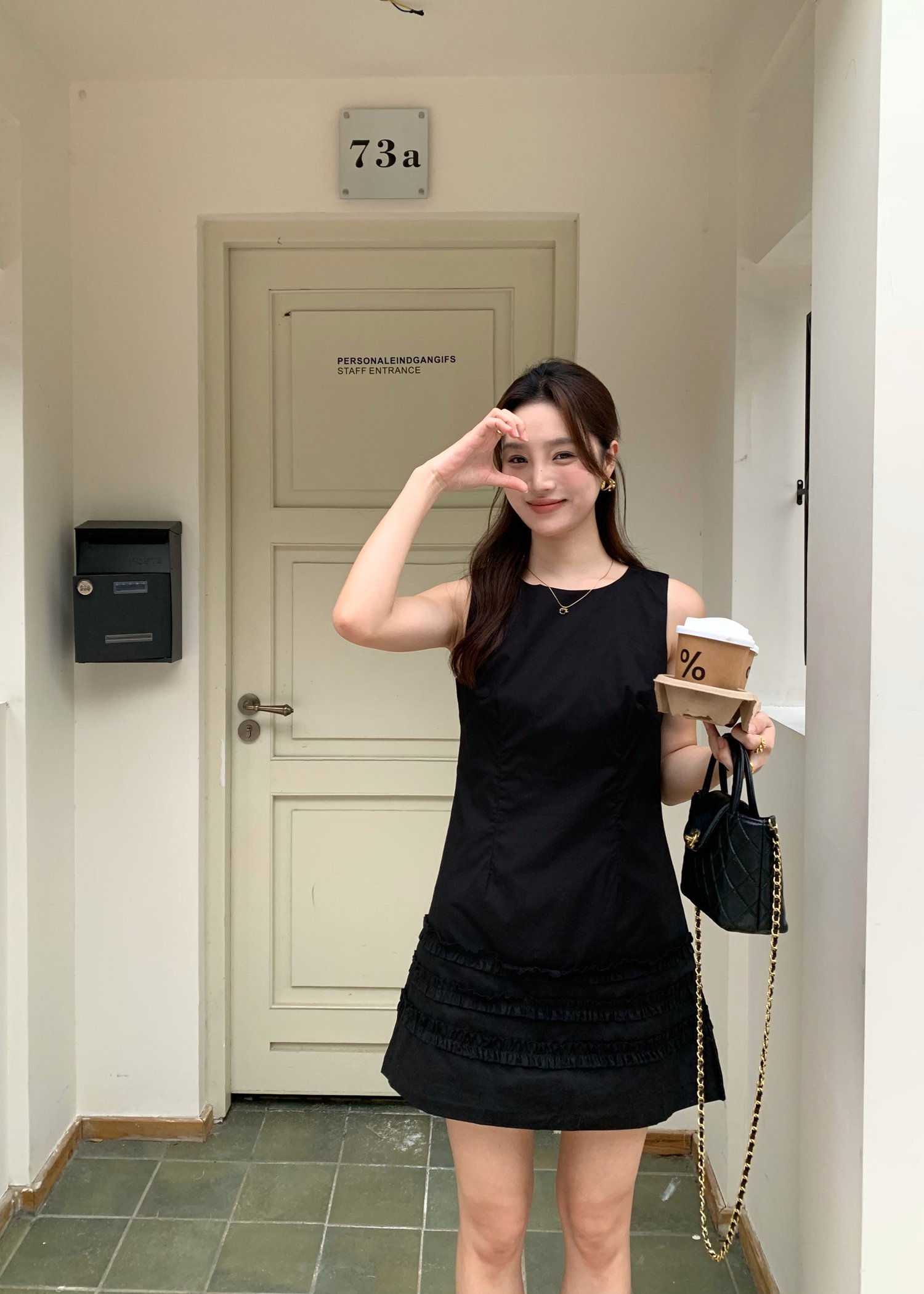 Anna Ruffles Mini Dress in Black