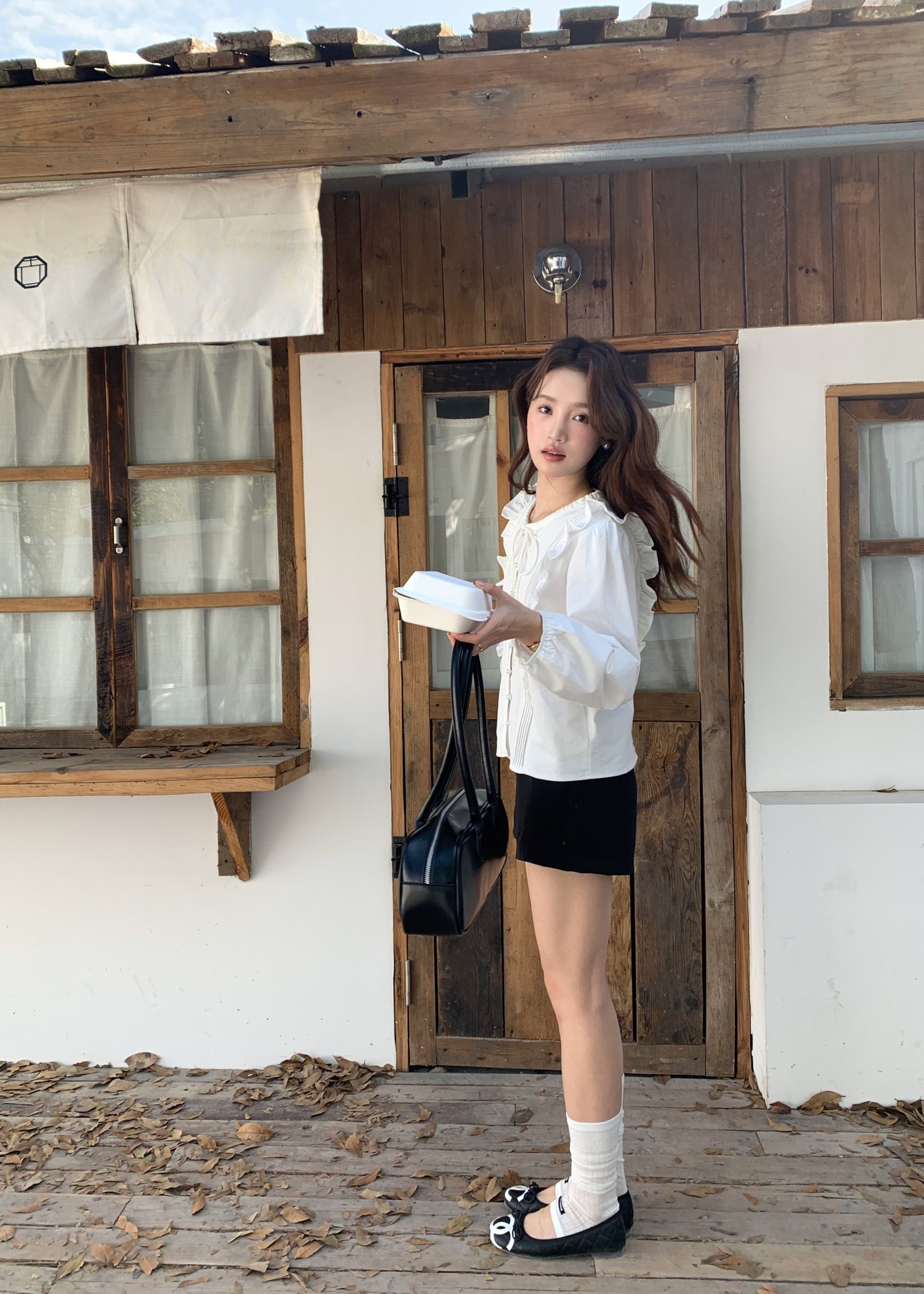 Amelia Ribbon Pleated Blouse in White