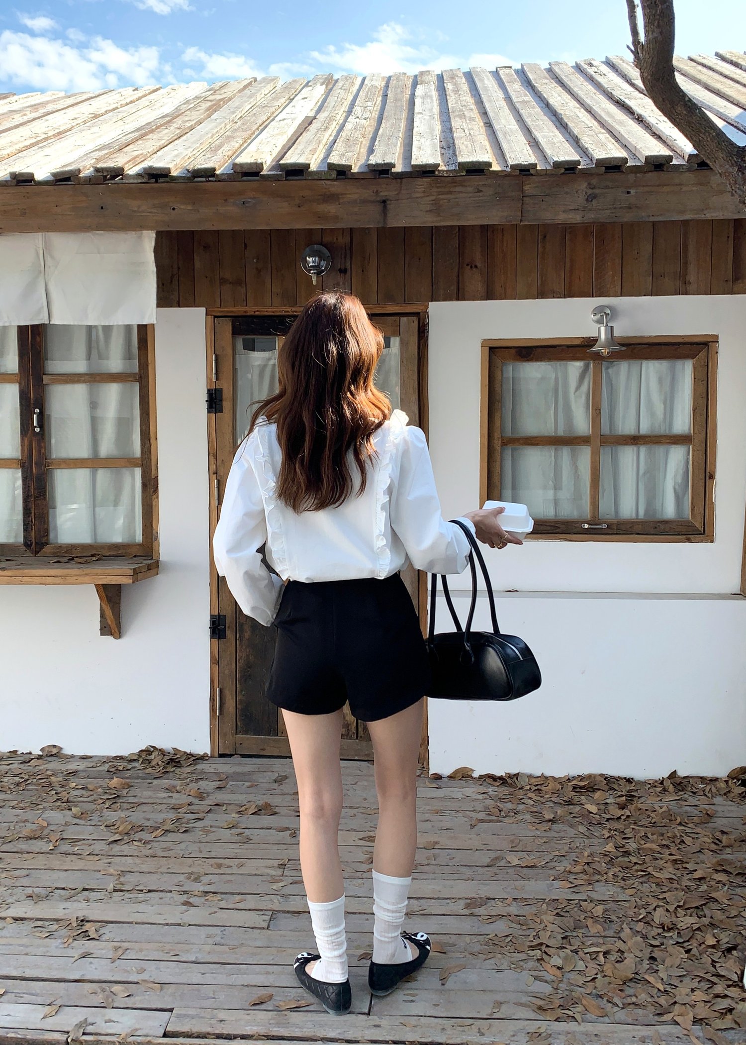 Amelia Ribbon Pleated Blouse in White