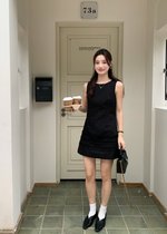 Anna Ruffles Mini Dress in Black