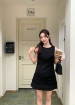 Anna Ruffles Mini Dress in Black