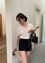 (DEFECT) Carine Lacey Pearl Buttoned Blouse in Butter