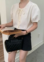 (DEFECT) Carine Lacey Pearl Buttoned Blouse in Butter