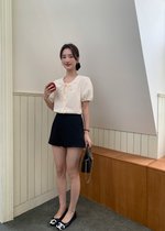 (DEFECT) Carine Lacey Pearl Buttoned Blouse in Butter