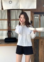 Amelia Ribbon Pleated Blouse in White