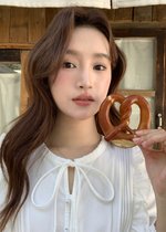 Amelia Ribbon Pleated Blouse in White