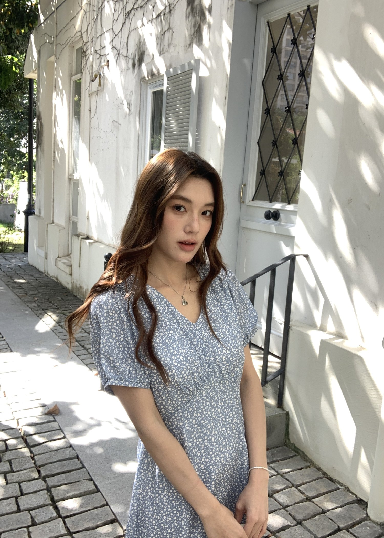 Le' Reve Floral Mini Dress in Blue