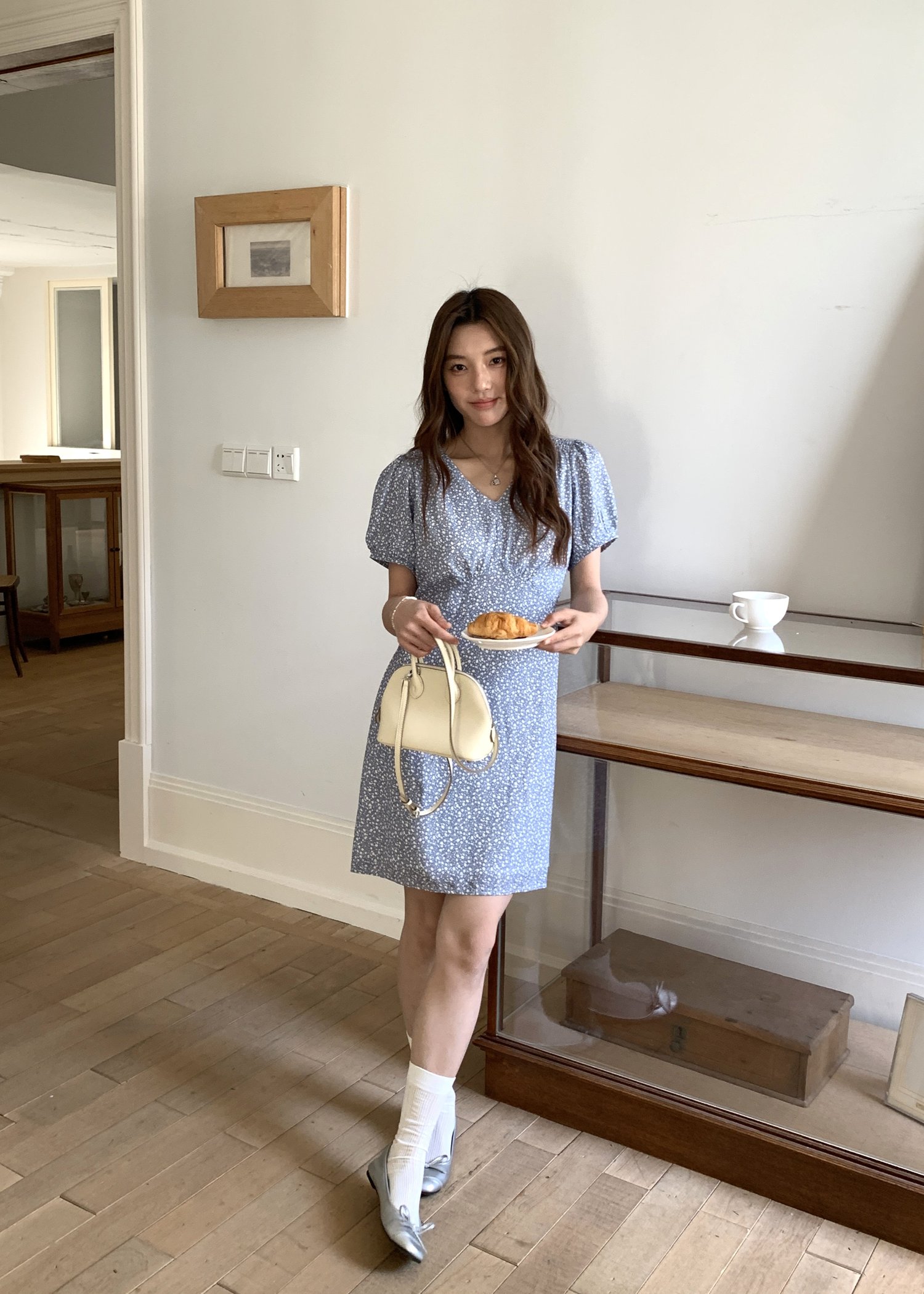 Le' Reve Floral Mini Dress in Blue