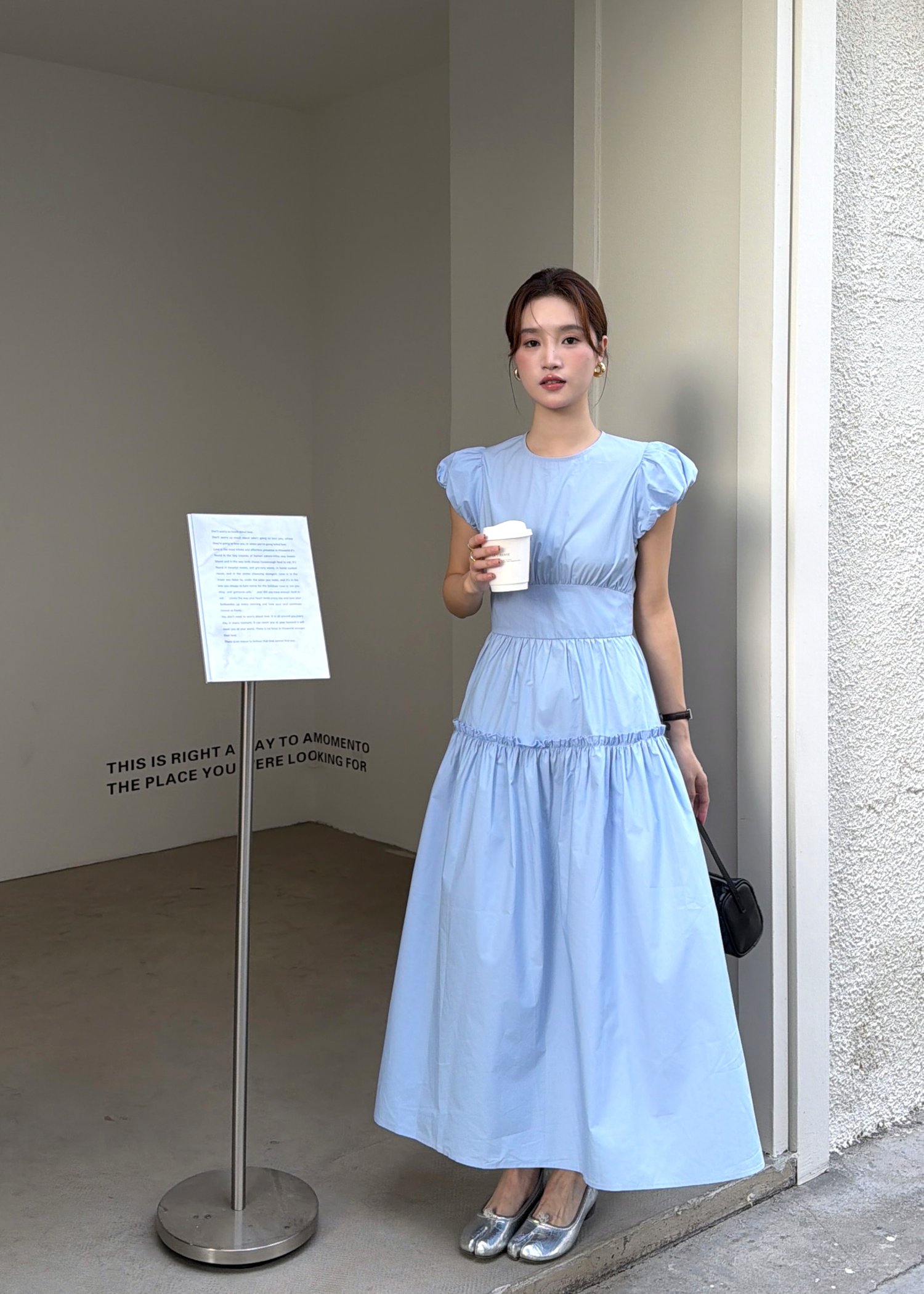 Camille French Maxi Dress in Blue