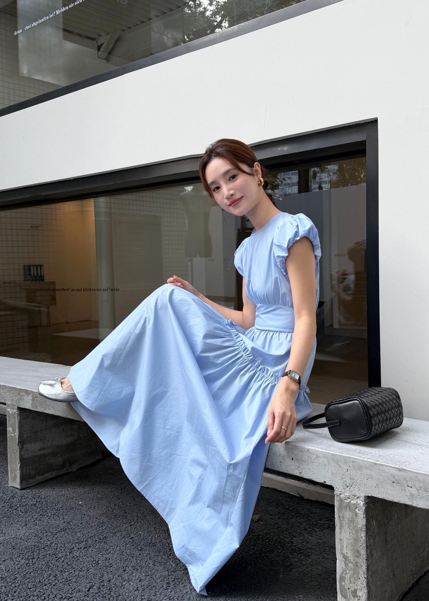 Camille French Maxi Dress in Blue