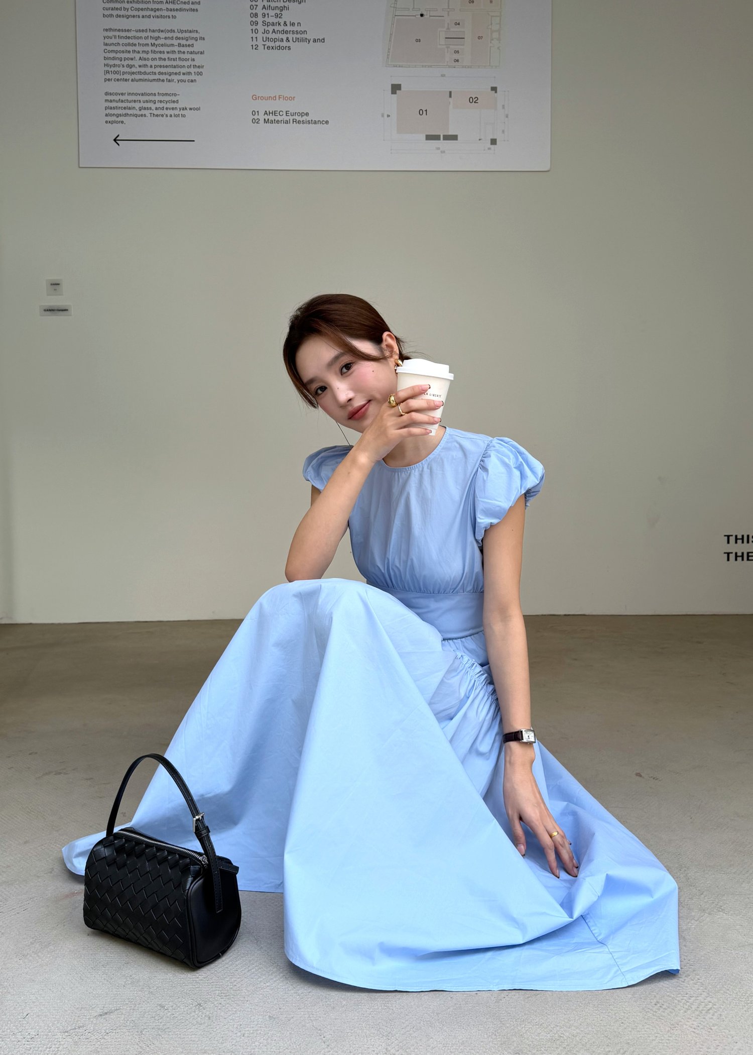 Camille French Maxi Dress in Blue