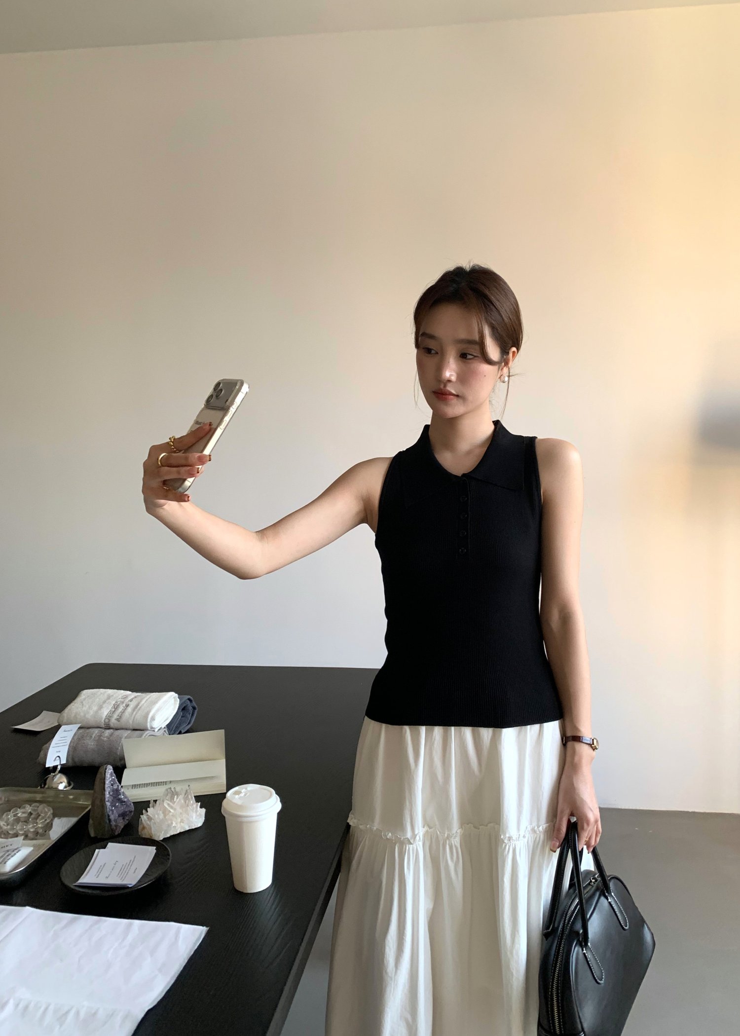 (DEFECT) Nera Cami Knit Top in Black