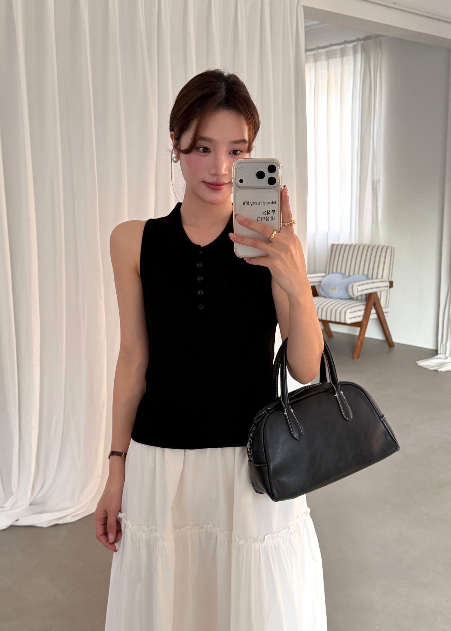 (DEFECT) Nera Cami Knit Top in Black