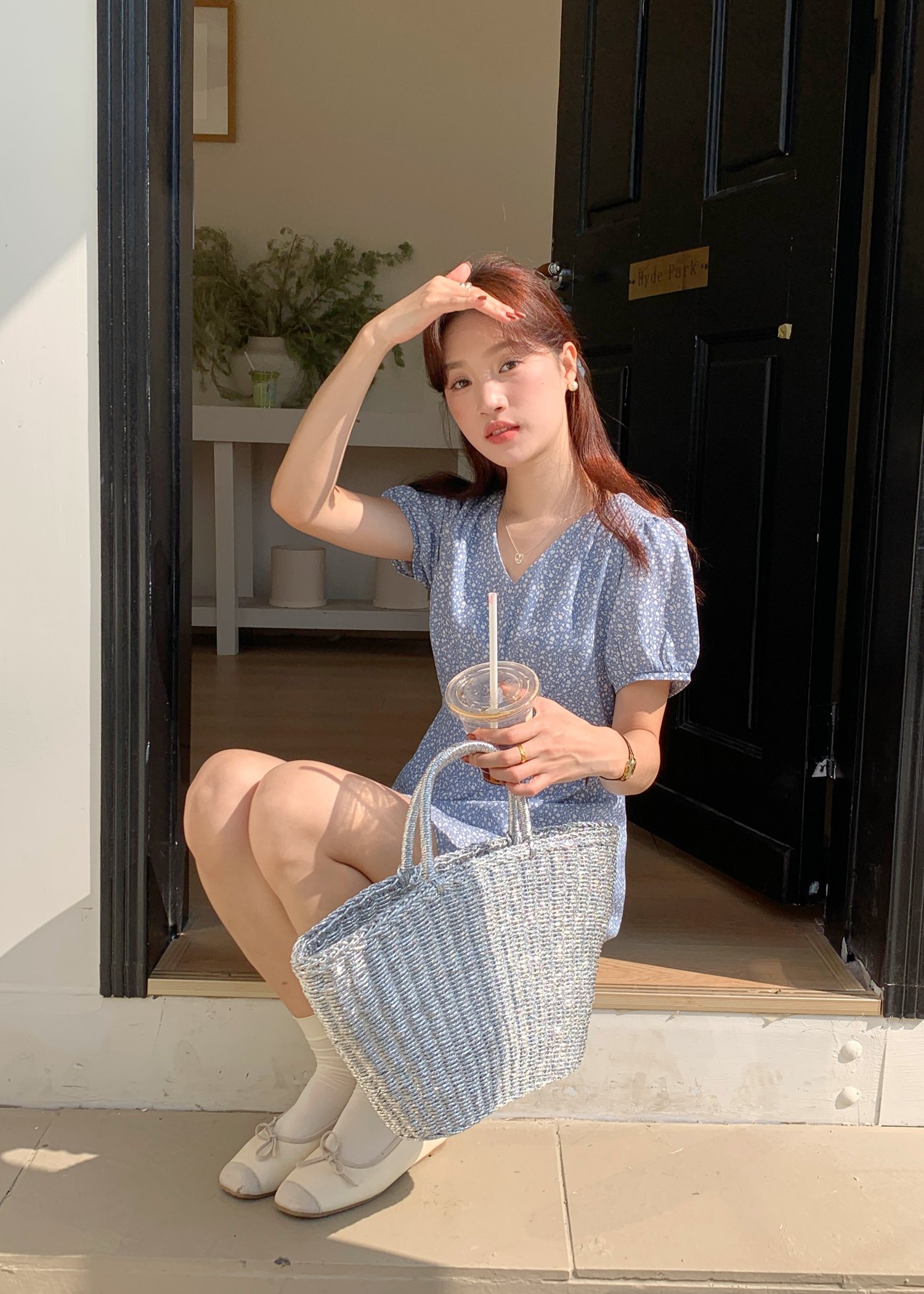 Le' Reve Floral Mini Dress in Blue