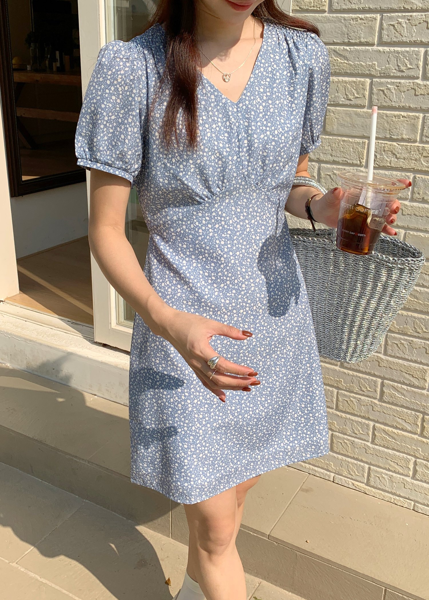 Le' Reve Floral Mini Dress in Blue