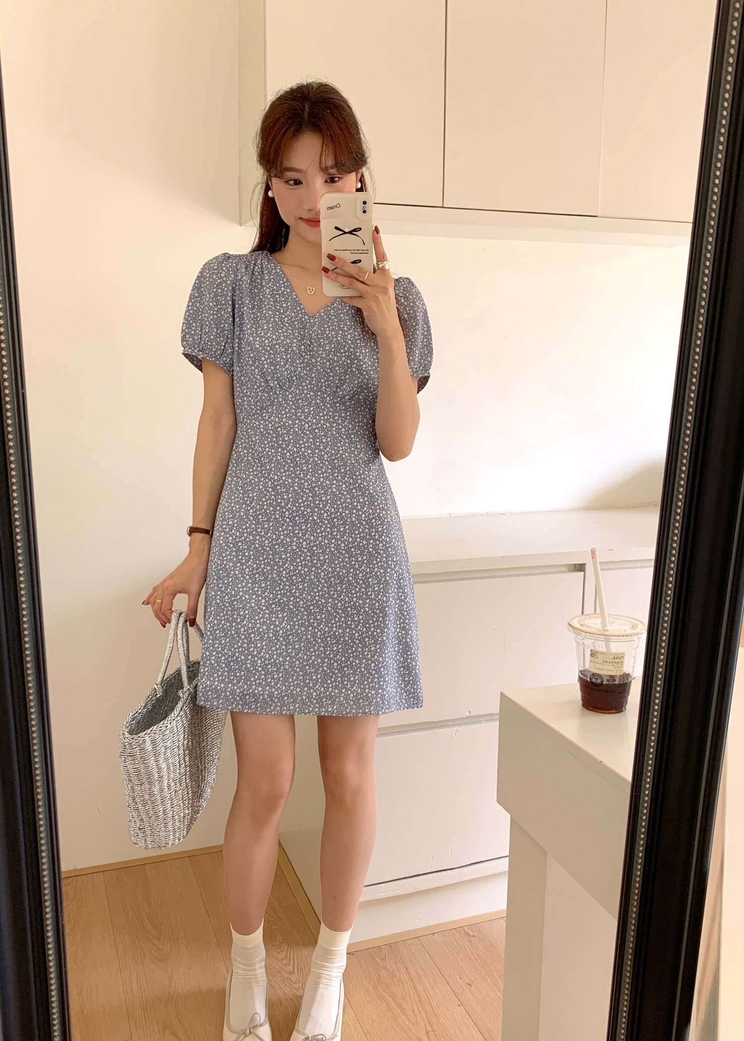 Le' Reve Floral Mini Dress in Blue