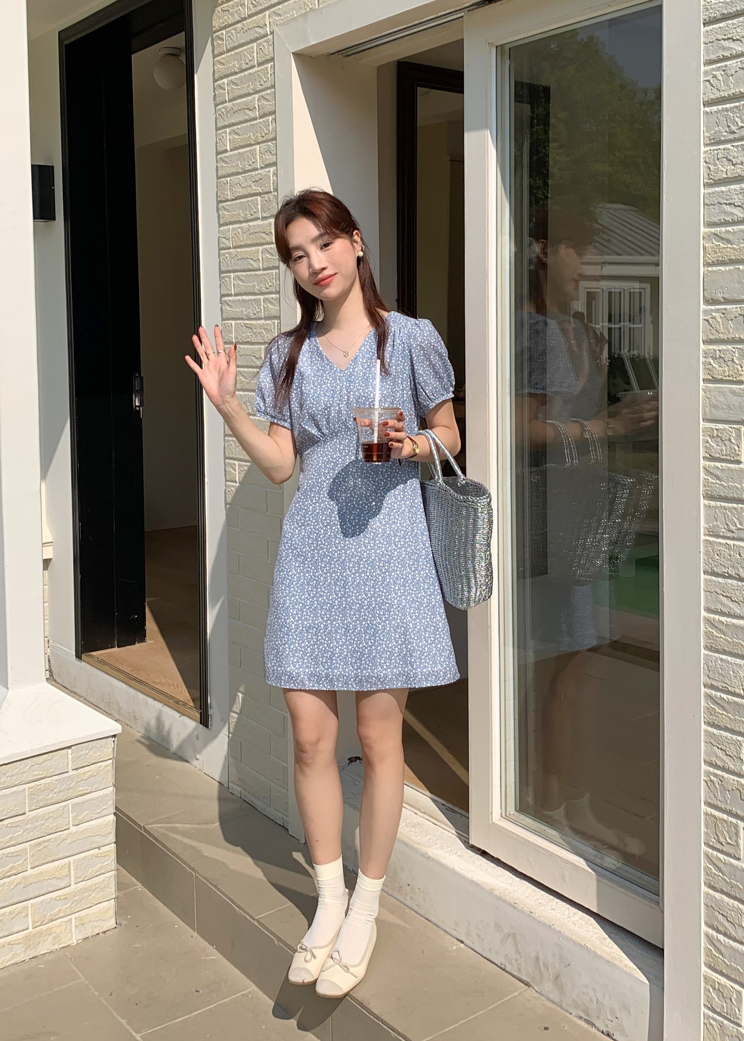 Le' Reve Floral Mini Dress in Blue