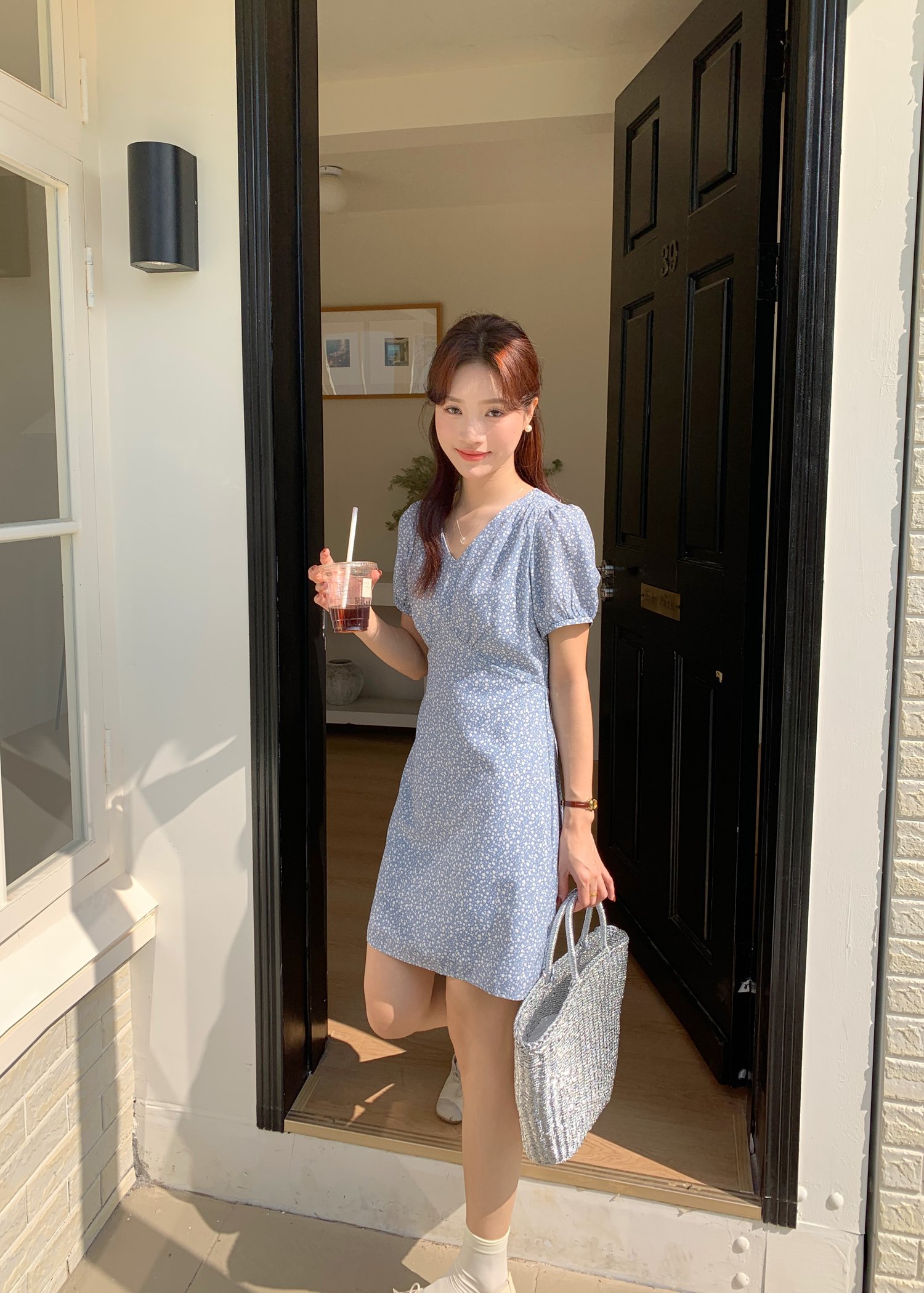 Le' Reve Floral Mini Dress in Blue