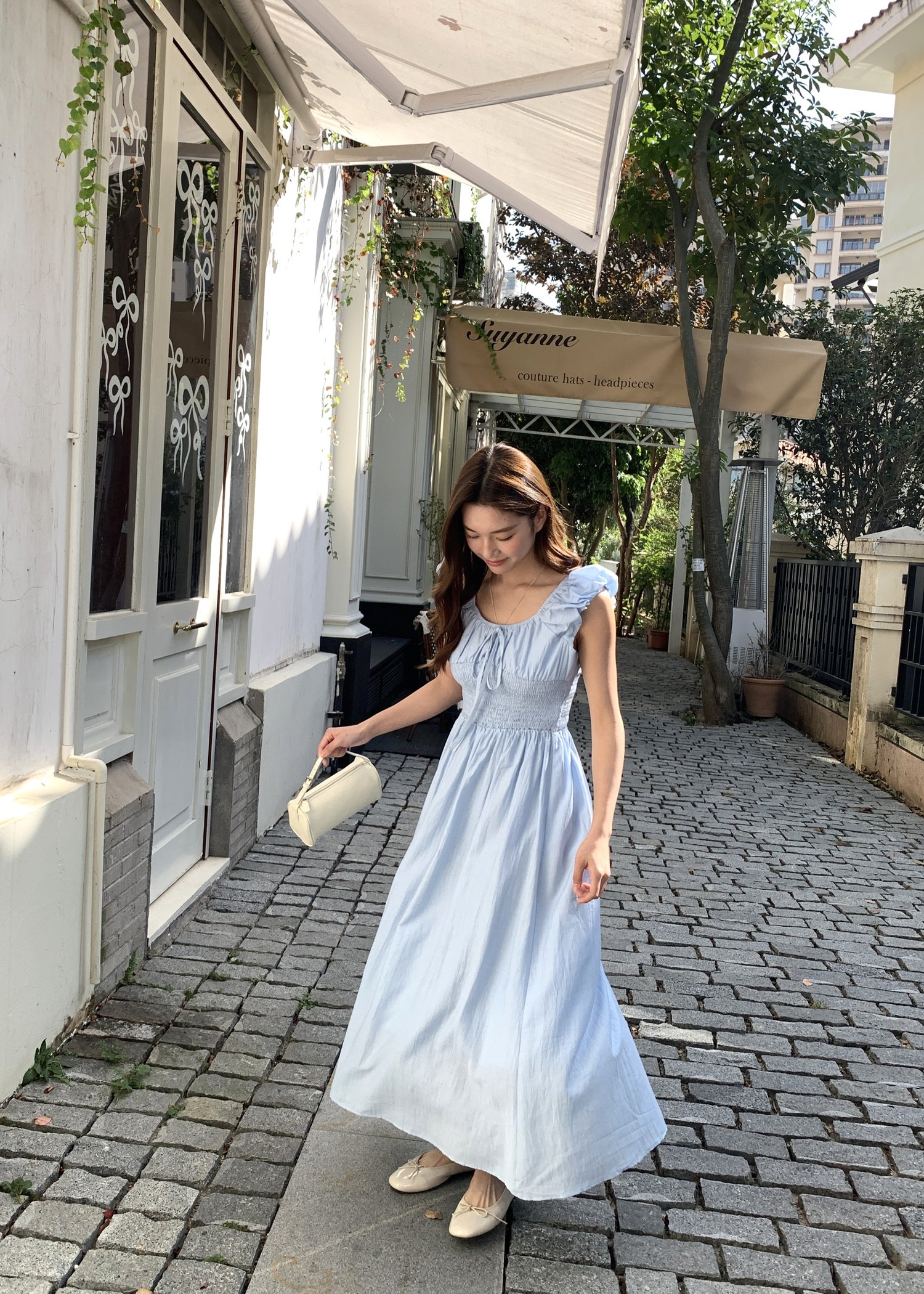 De Luna Long Dress in Baby Blue