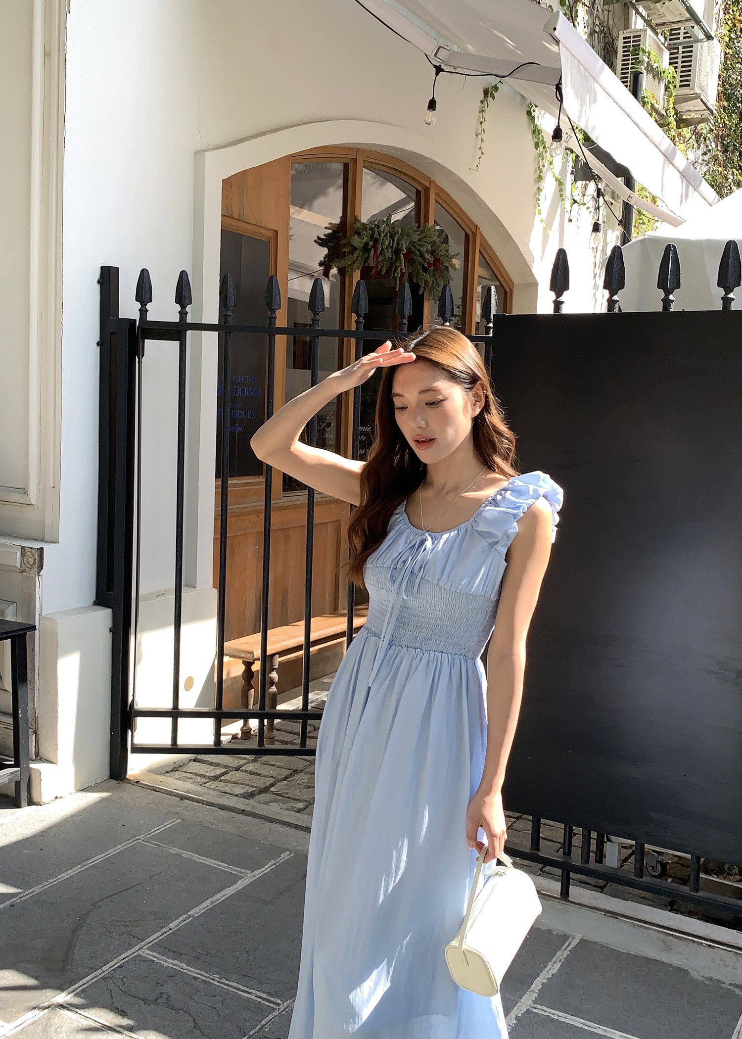 De Luna Long Dress in Baby Blue