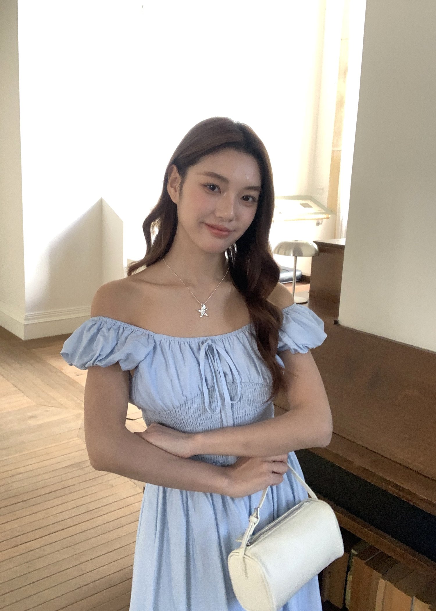 De Luna Long Dress in Baby Blue