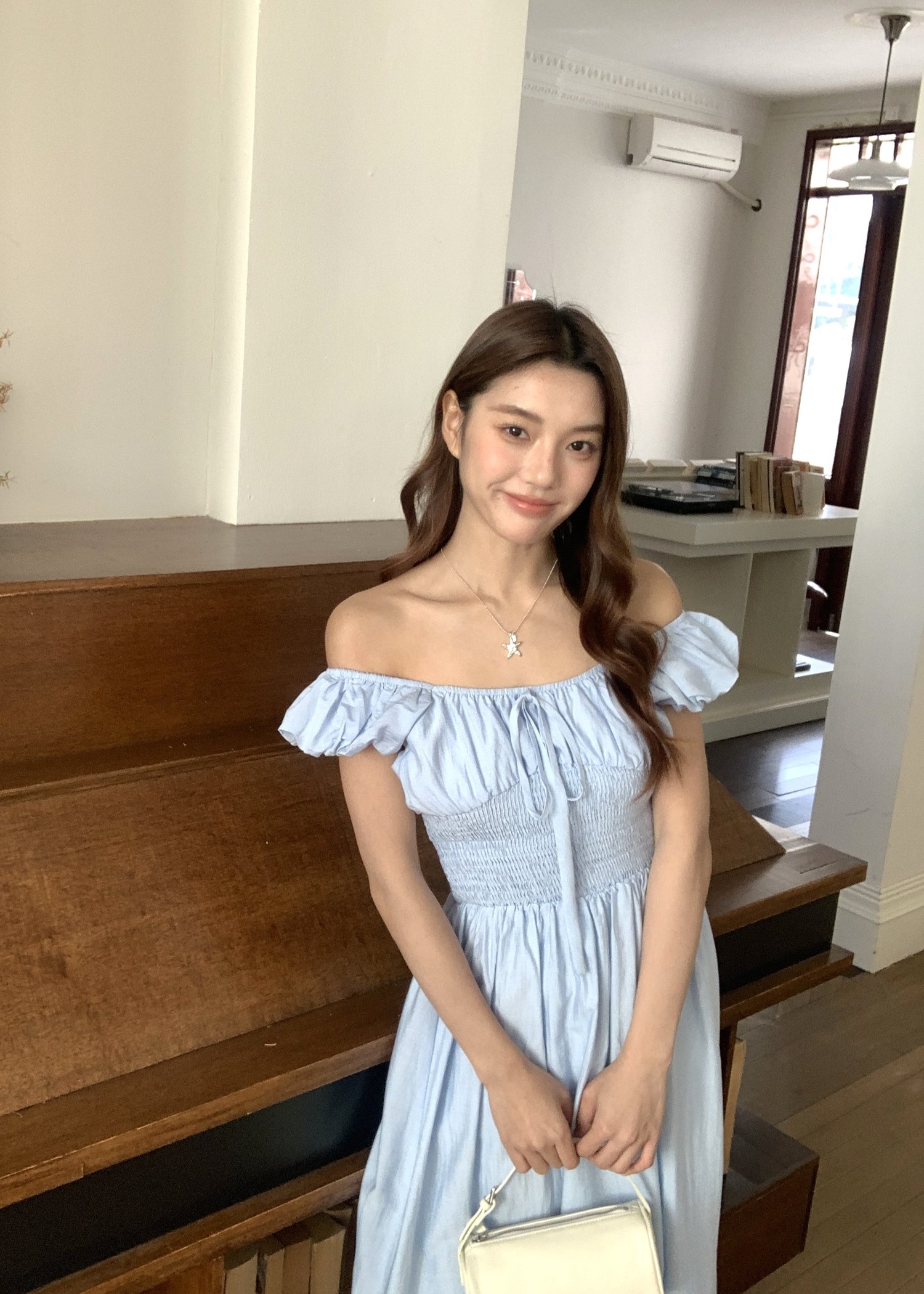 De Luna Long Dress in Baby Blue