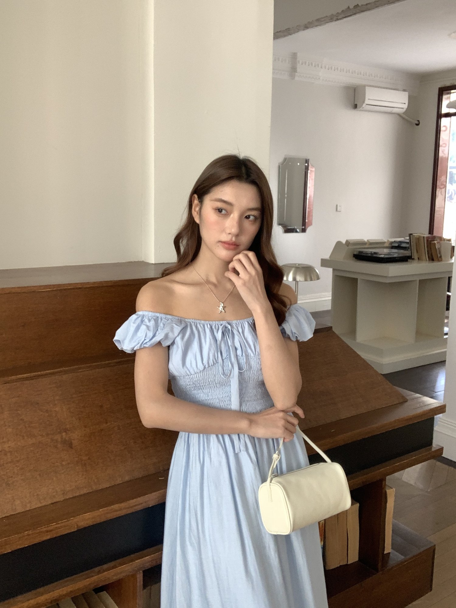 De Luna Long Dress in Baby Blue