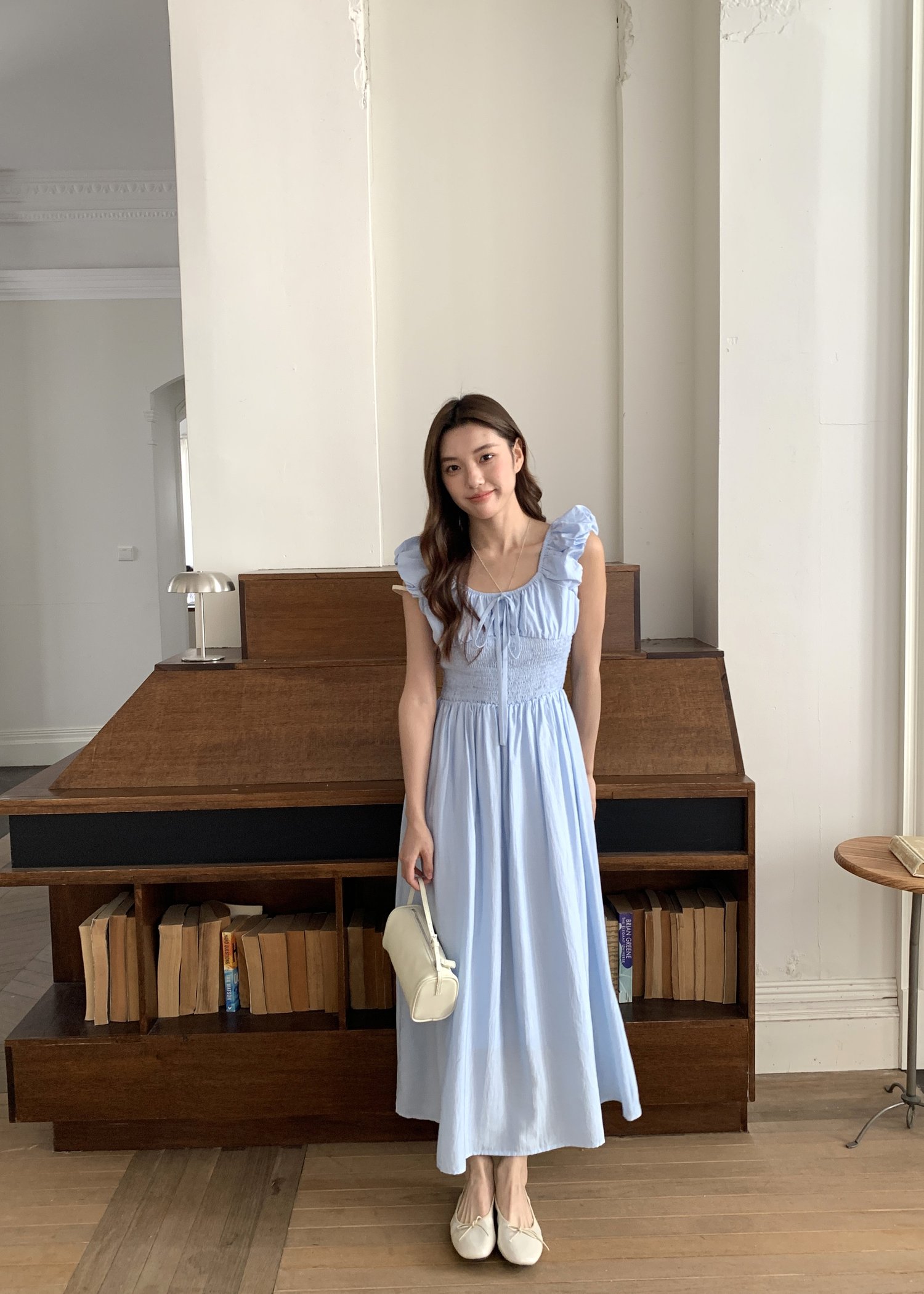 De Luna Long Dress in Baby Blue