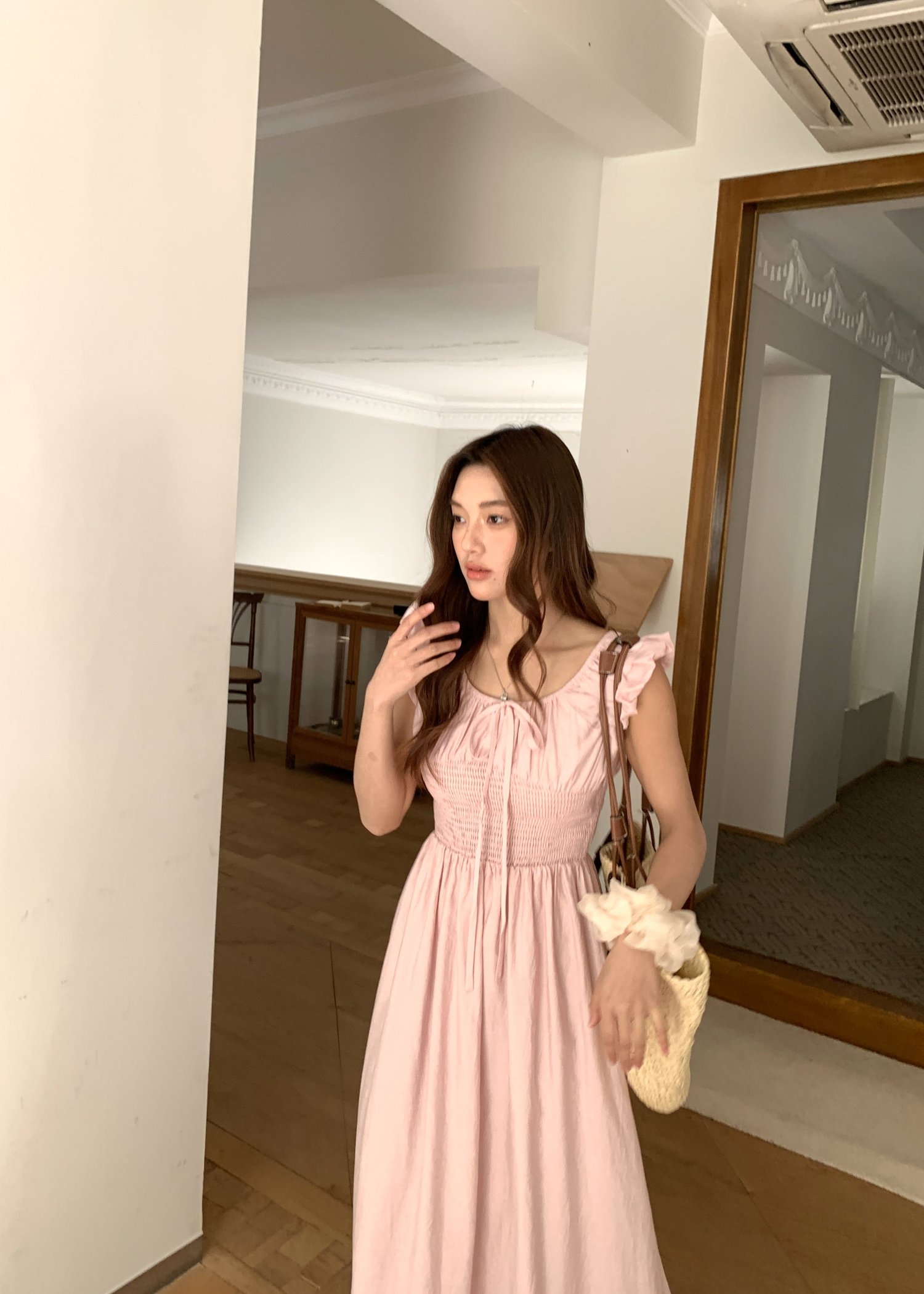 De Luna Long Dress in Baby Pink