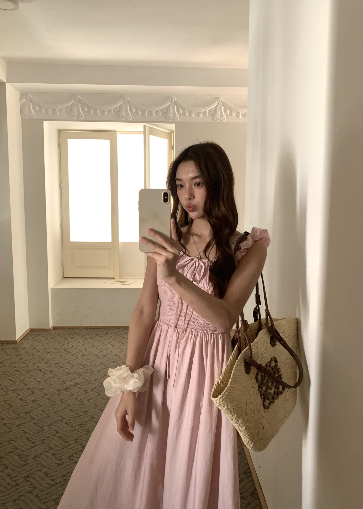 De Luna Long Dress in Baby Pink