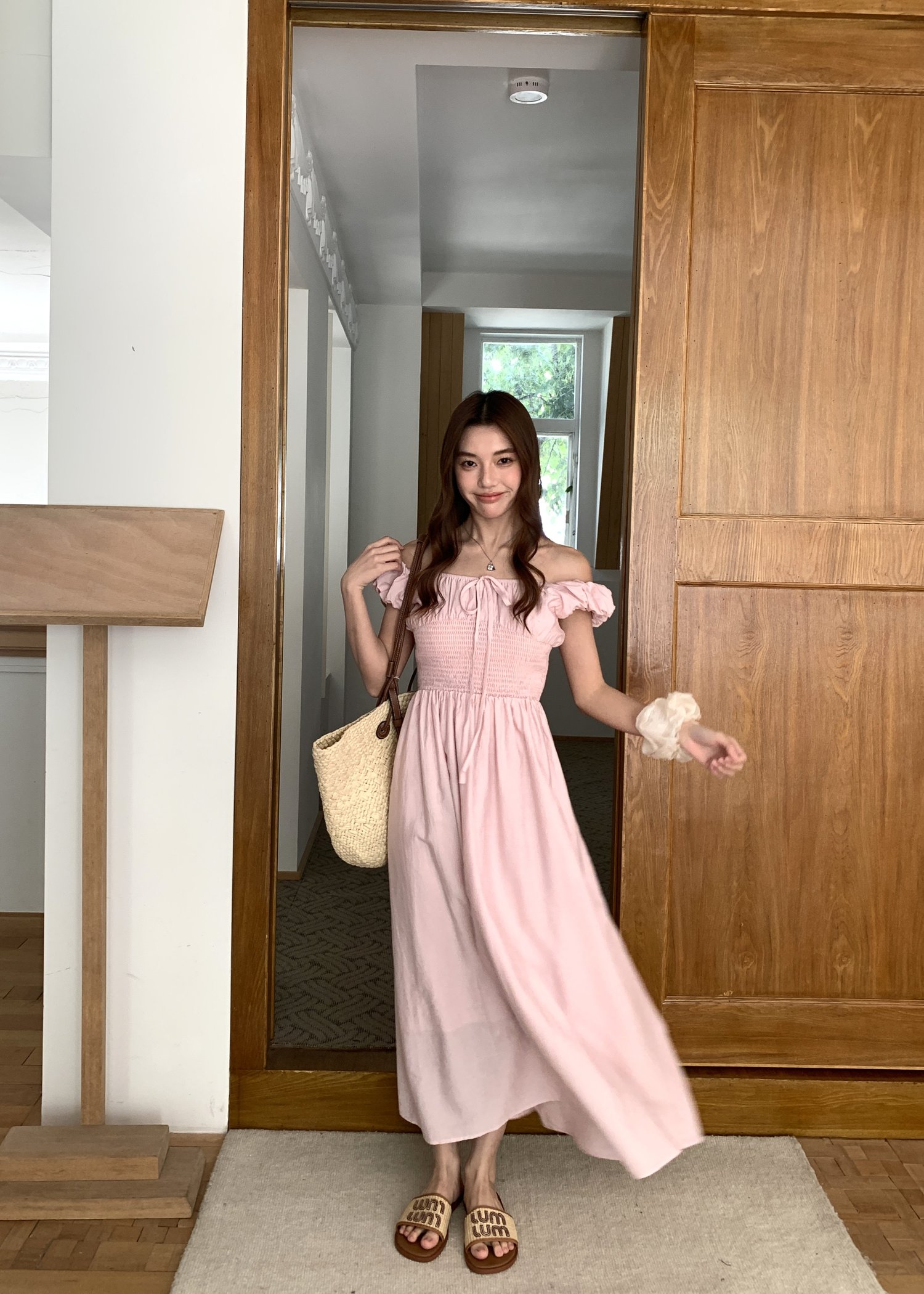 De Luna Long Dress in Baby Pink