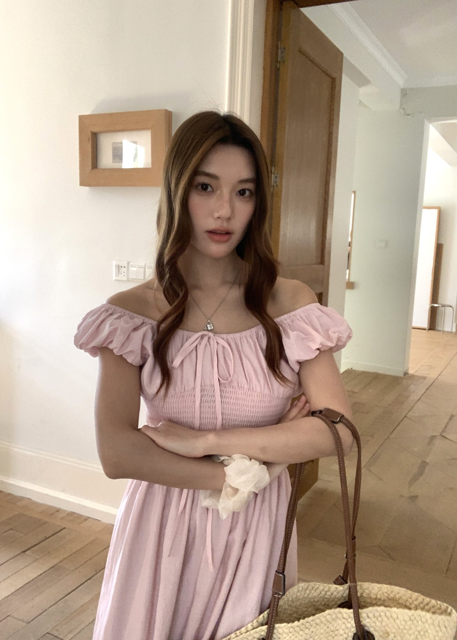 De Luna Long Dress in Baby Pink