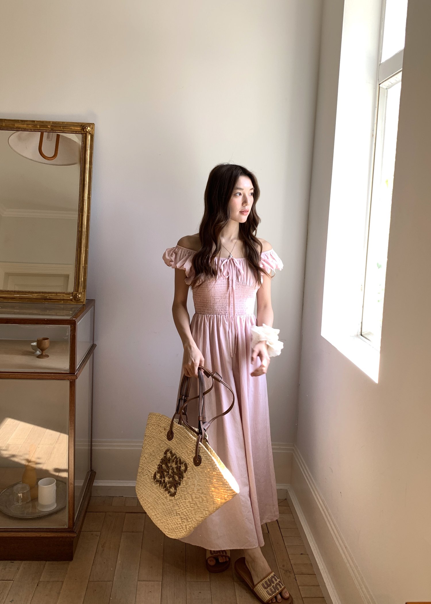 De Luna Long Dress in Baby Pink