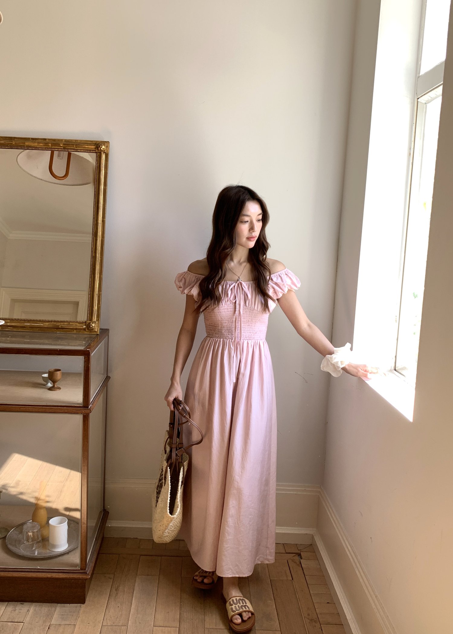 De Luna Long Dress in Baby Pink