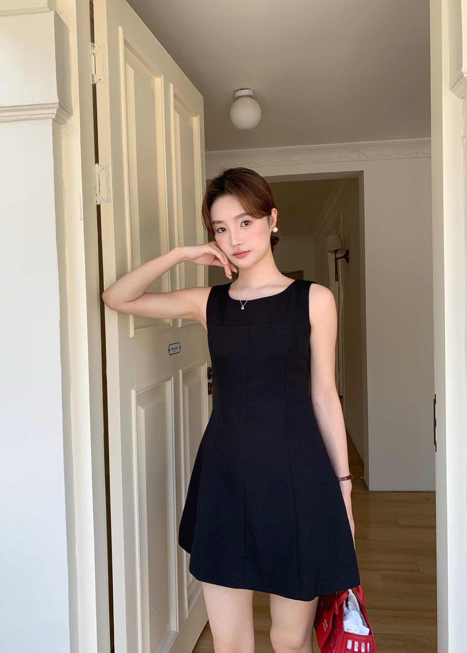 Grace A-line Mini Dress in Black