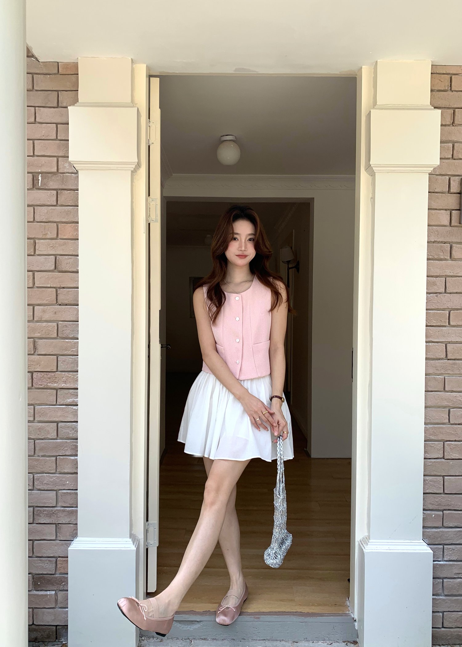 Estelle Tweed Top in Pink