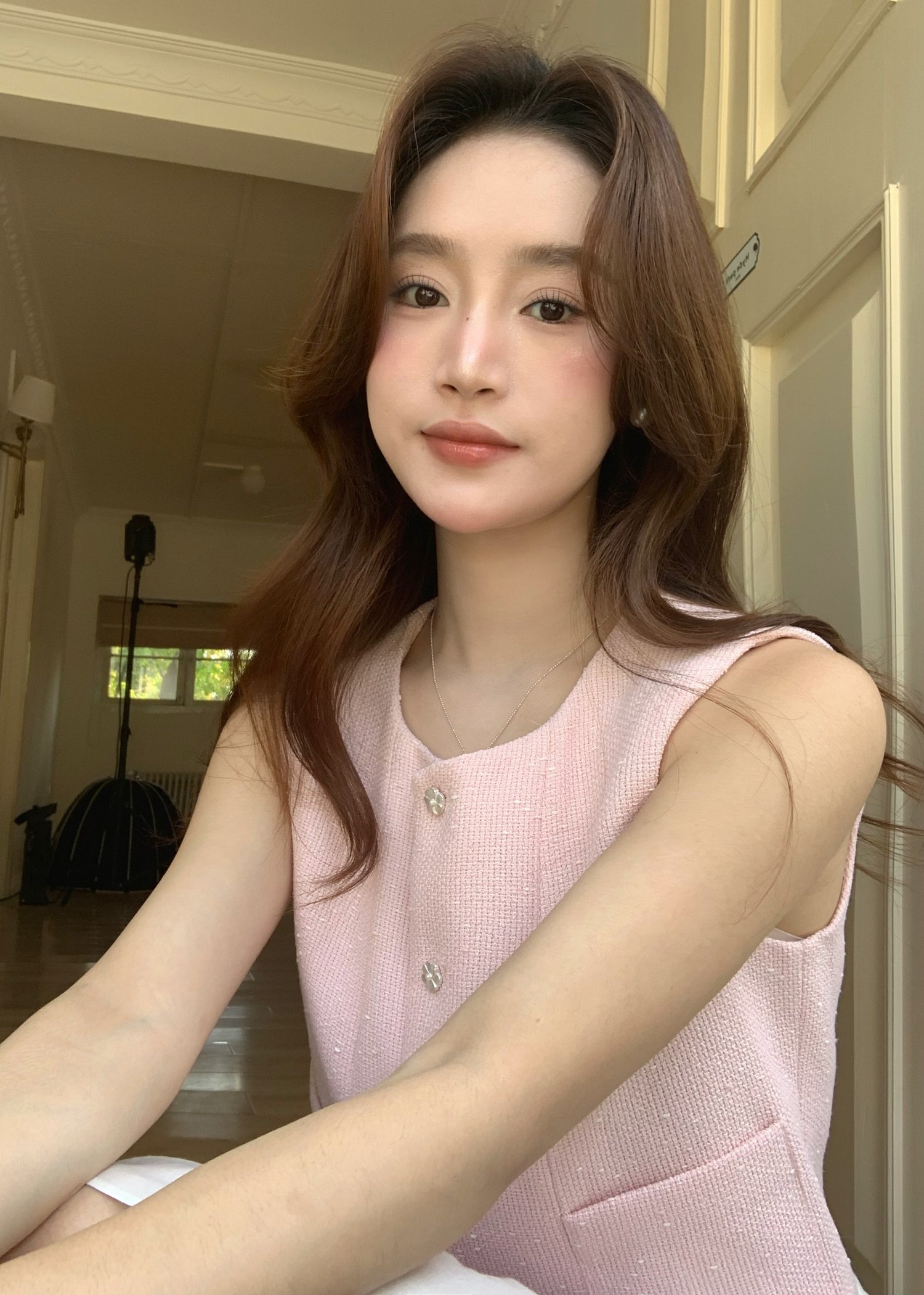 Estelle Tweed Top in Pink