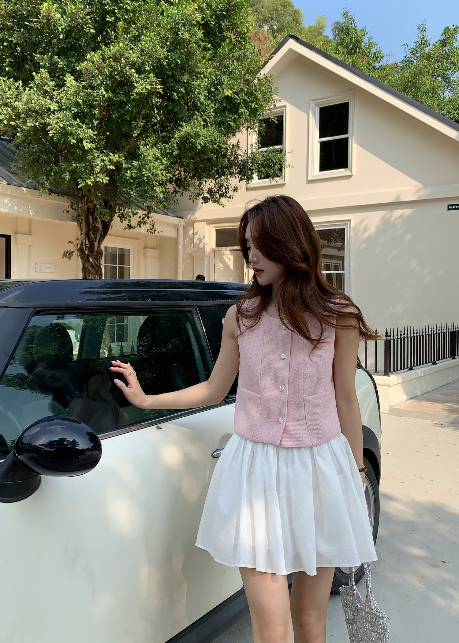 Estelle Tweed Top in Pink