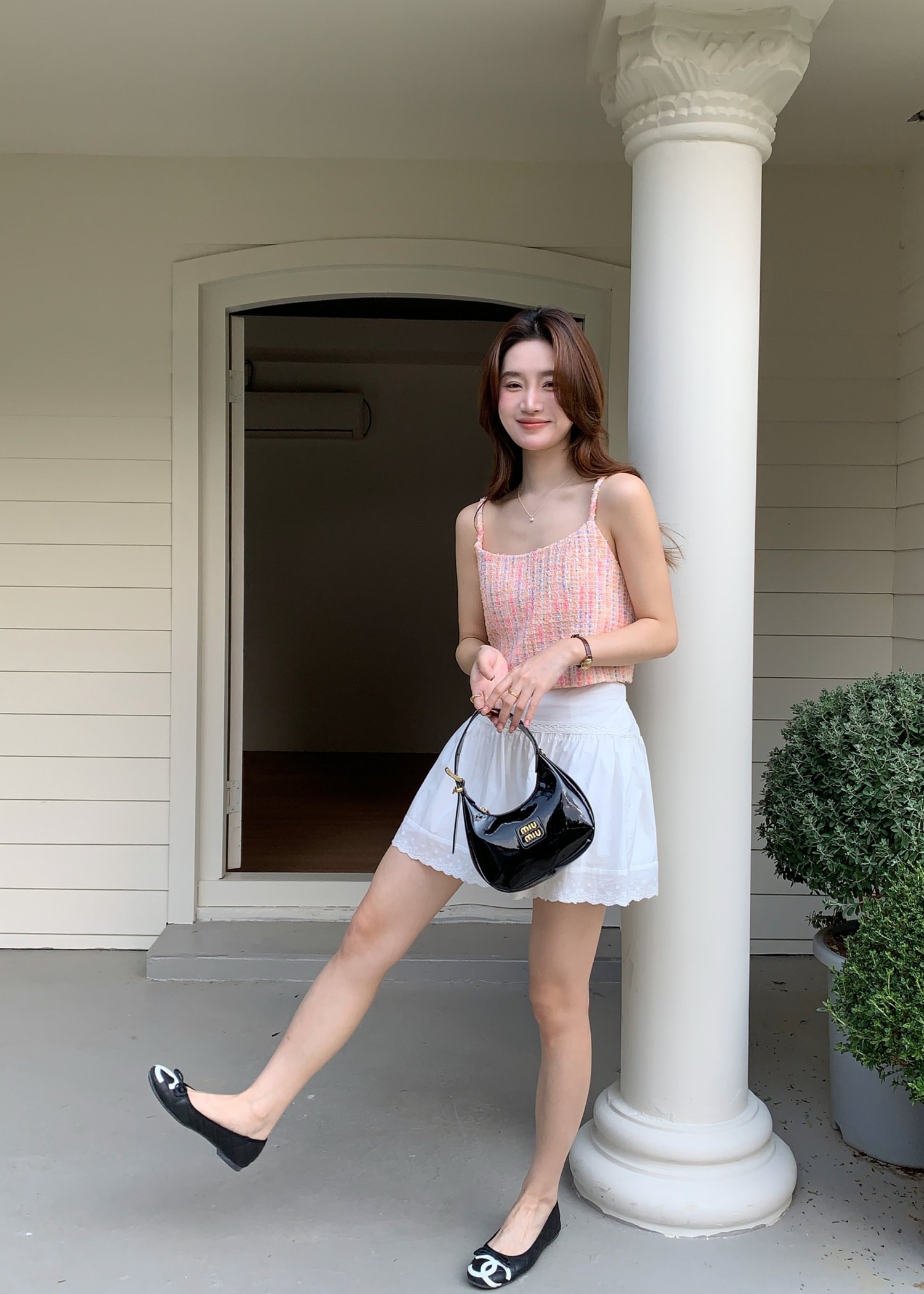 Iriana Tweed Cami Top in Pink