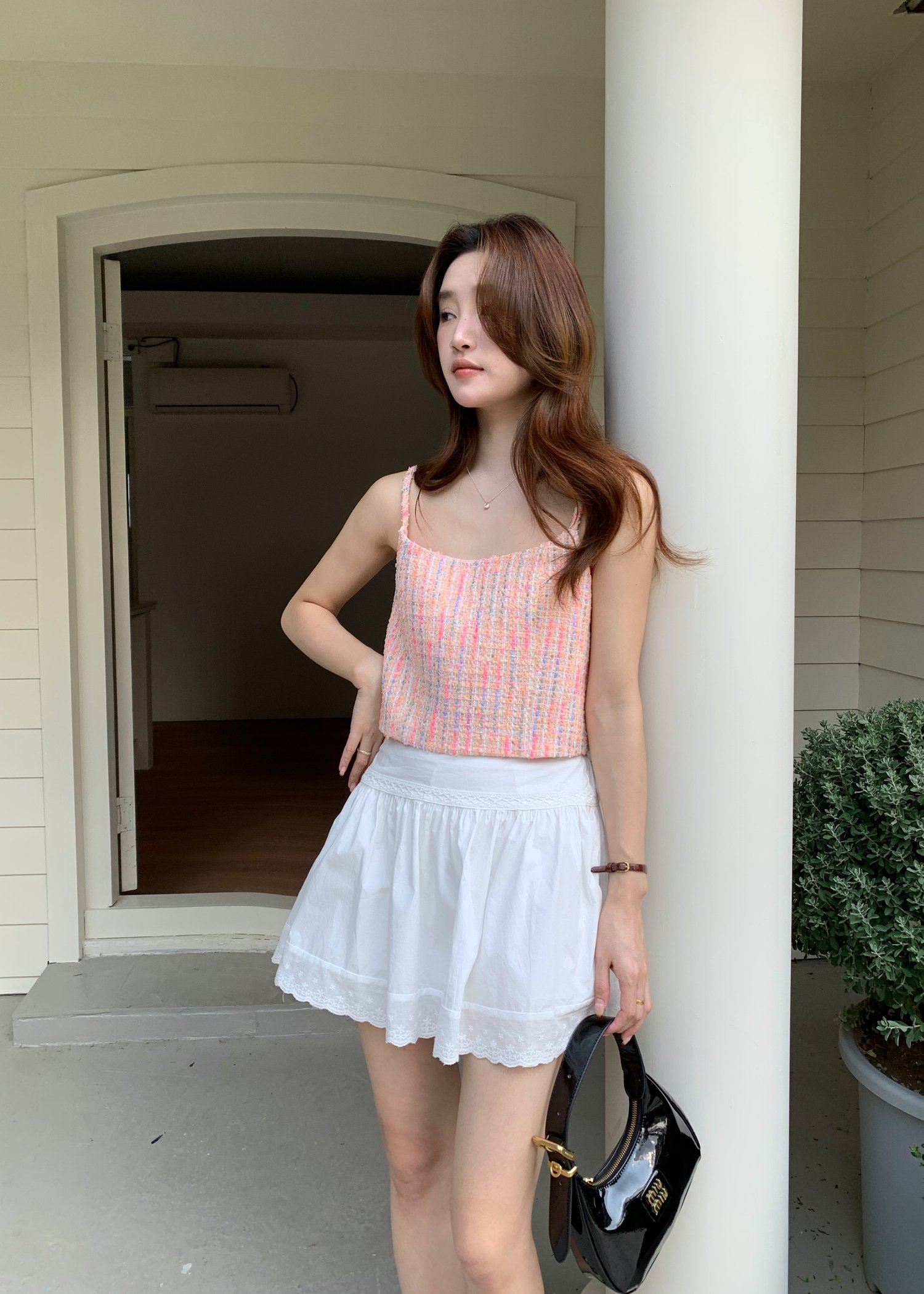 Iriana Tweed Cami Top in Pink