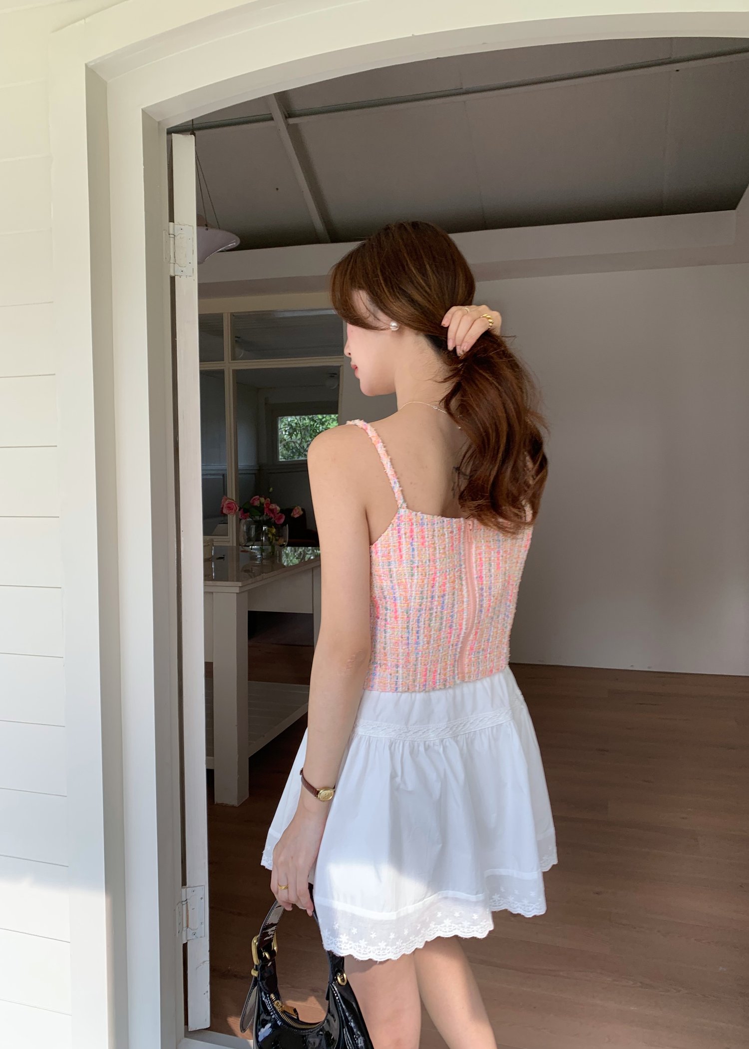 Iriana Tweed Cami Top in Pink