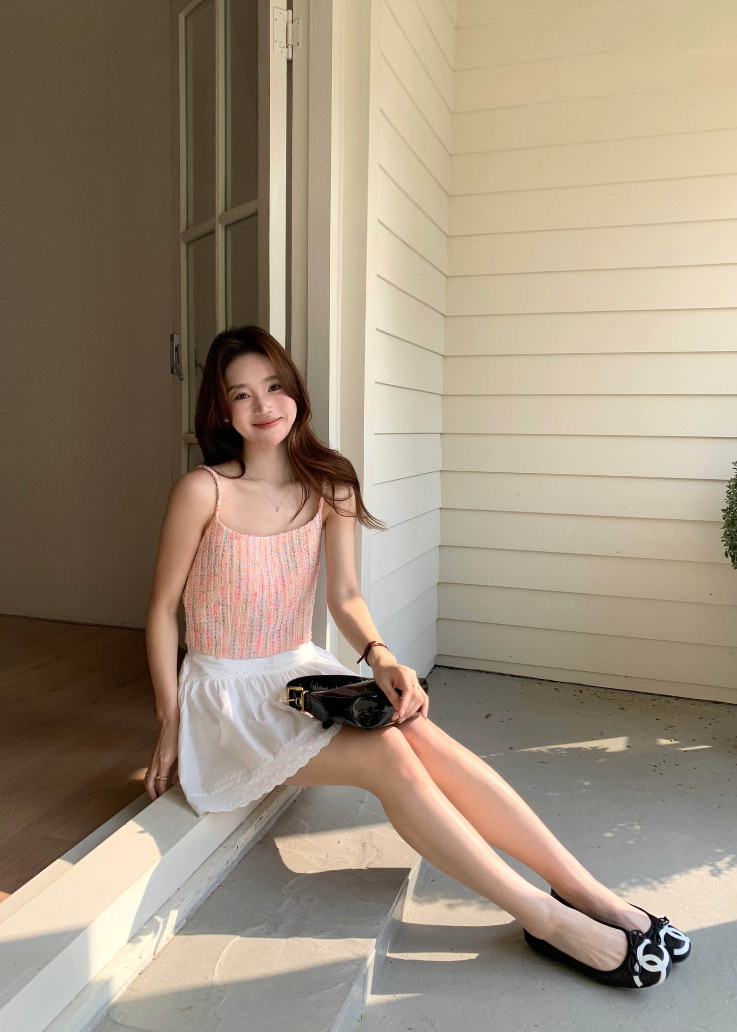 Iriana Tweed Cami Top in Pink