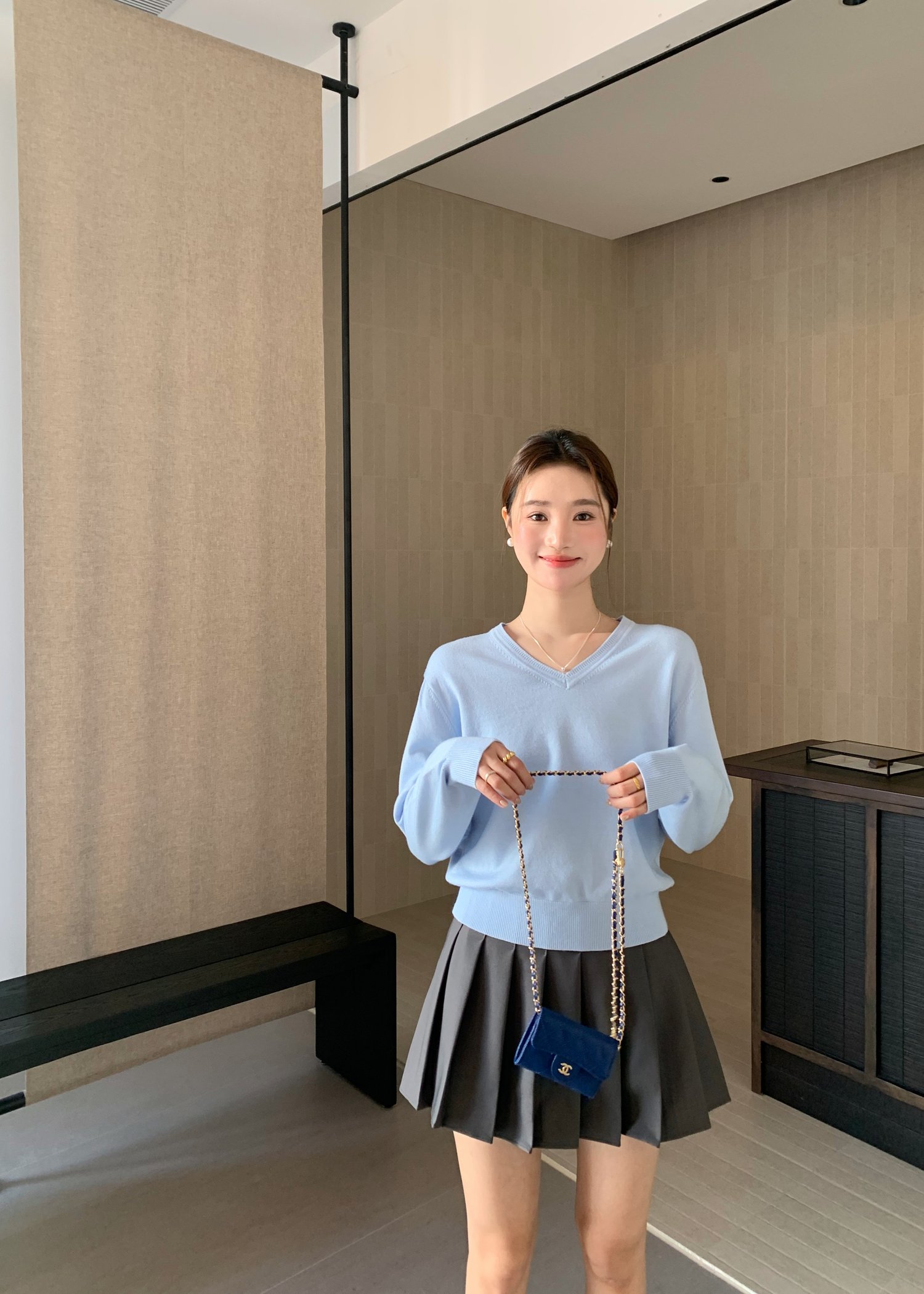 Baby Fluffy Long Sleeve Top in Blue