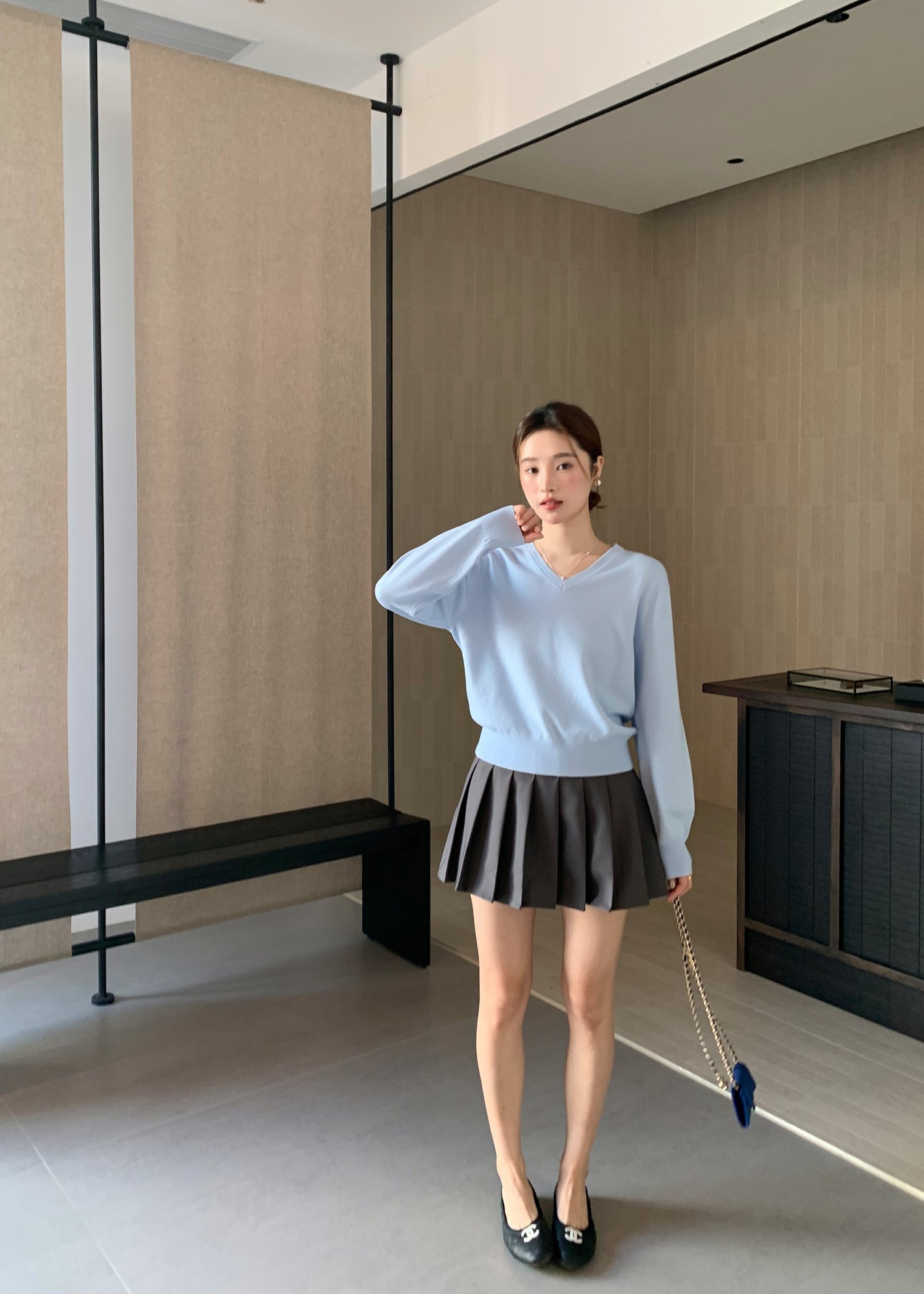 Baby Fluffy Long Sleeve Top in Blue