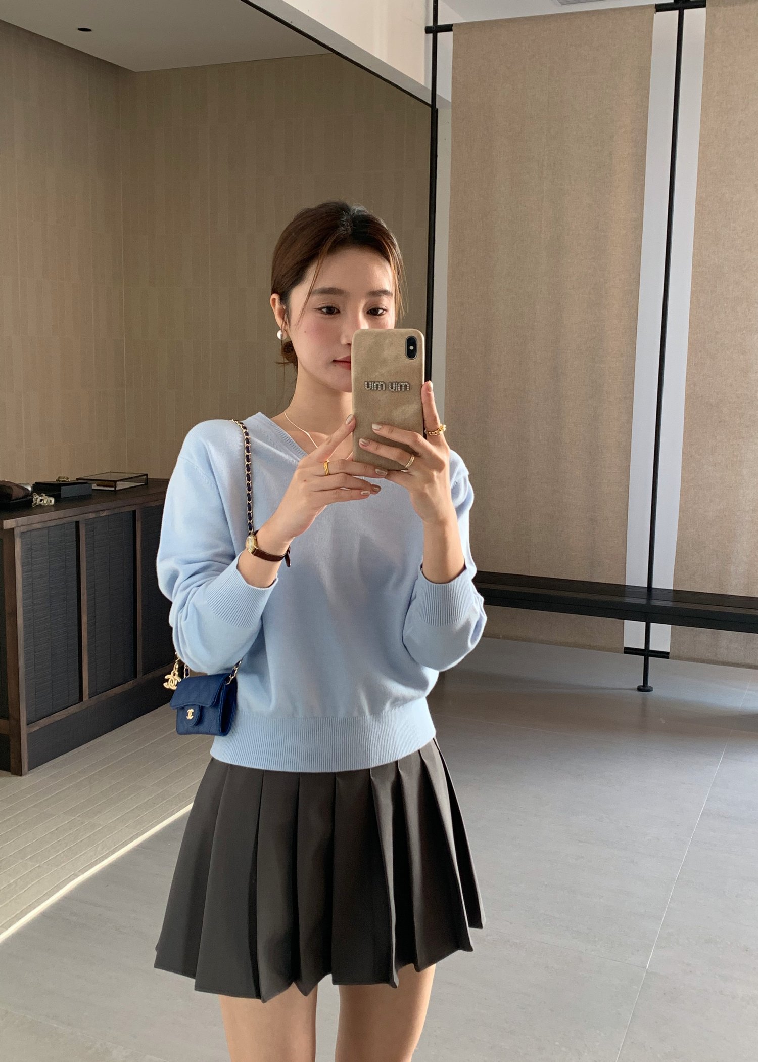 Baby Fluffy Long Sleeve Top in Blue