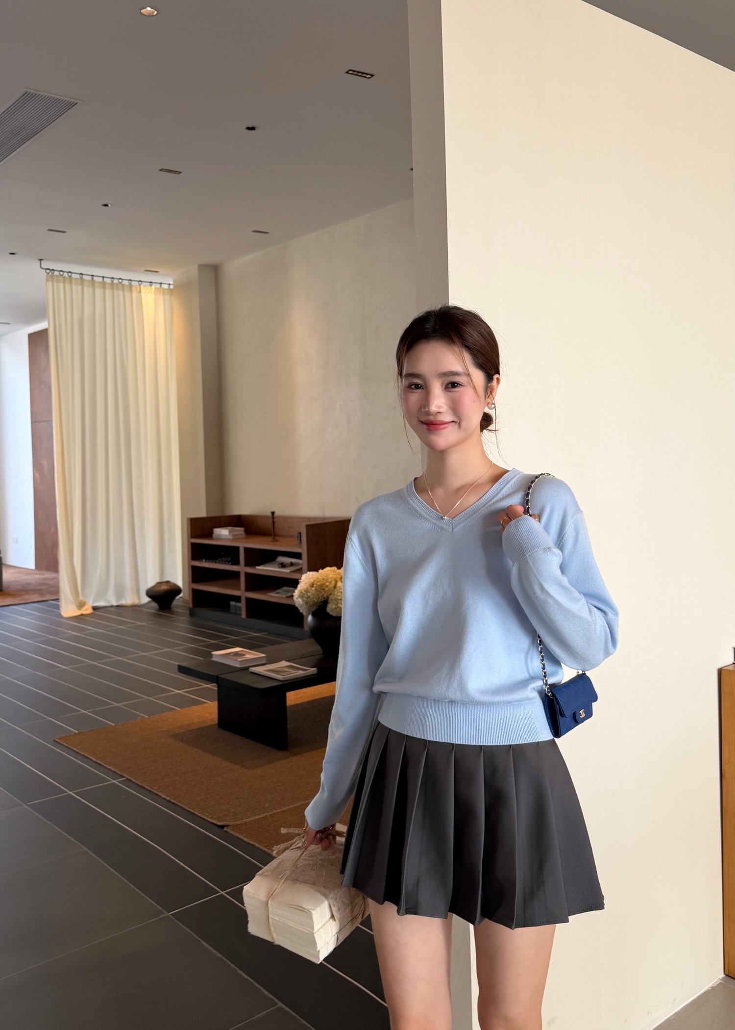 Baby Fluffy Long Sleeve Top in Blue