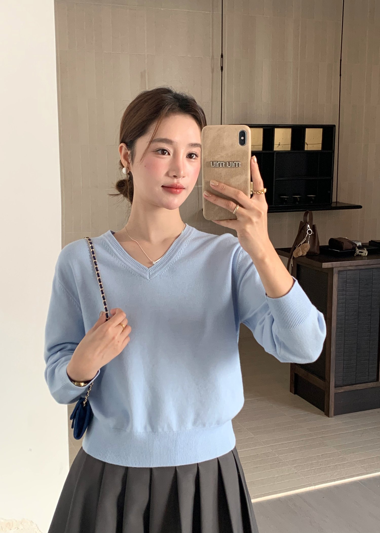 Baby Fluffy Long Sleeve Top in Blue